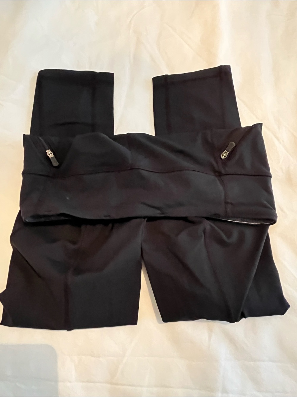 Black Athletic Leggings with Zip Pockets - 23”